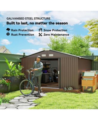 11' x 13' Storage Shed Garden Tool House w/ Vents Doors