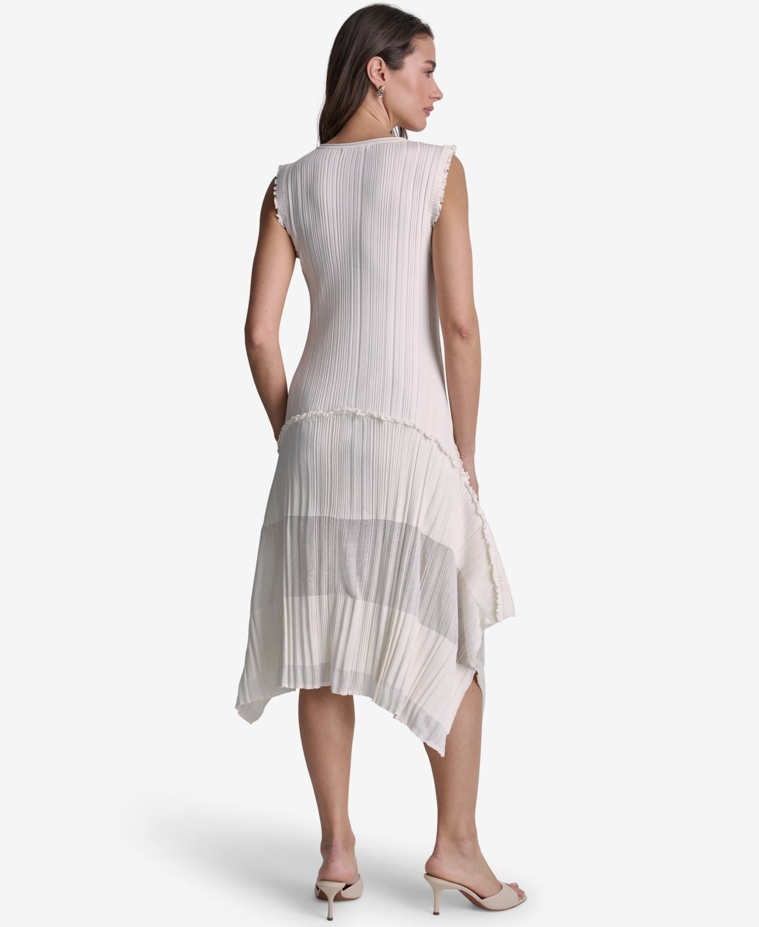 Women's Pleated Crewneck High-Low Dress