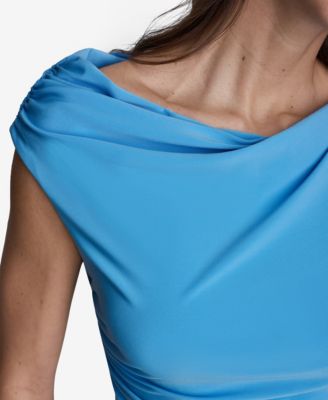 Women's Sleeveless Ruched Boat Neck Top
