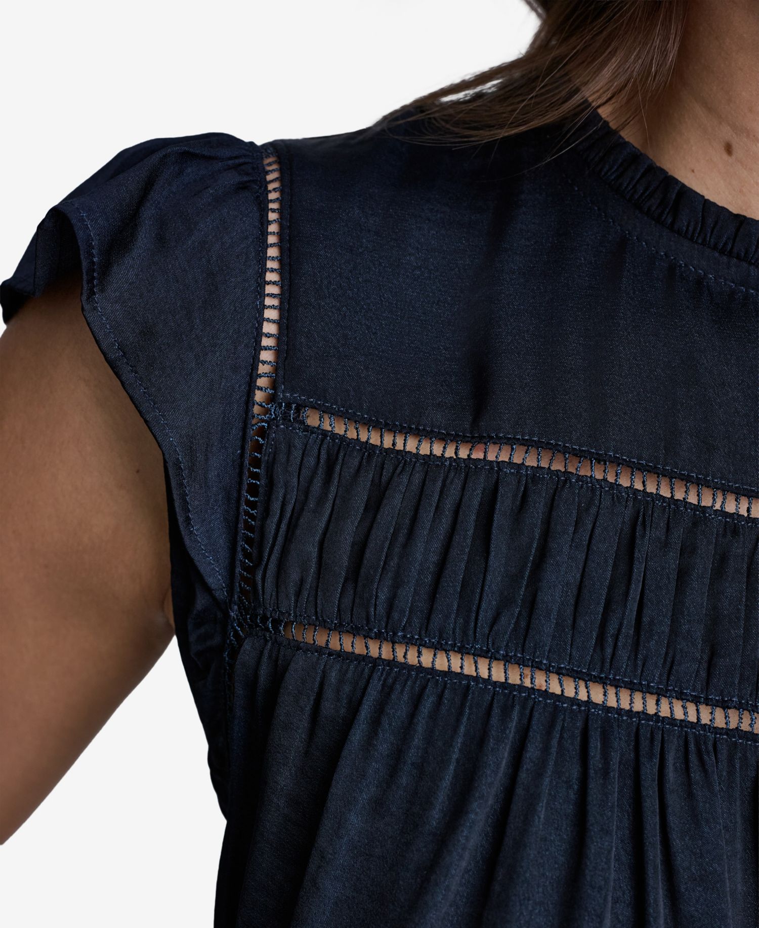 Women's Flutter-Sleeve Crewneck Blouse