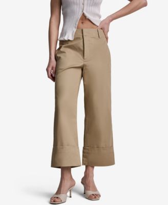 Women's Cuffed Wide-Leg Cropped Pants