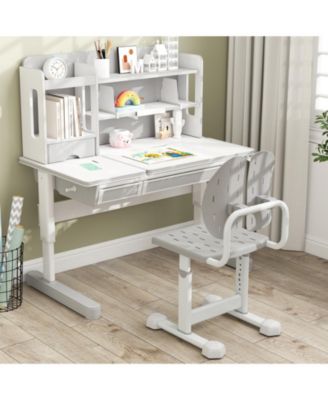 Height-Adjustable Kids Study Chair with Double Backrest Support