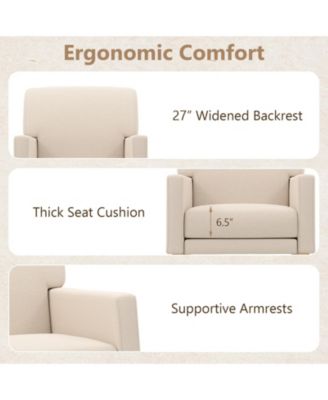 Upholstered Rocking Chair with Padded Seat and Solid Wood Base