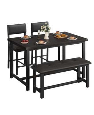 4-Piece Industrial Rustic Dining Set with Bench