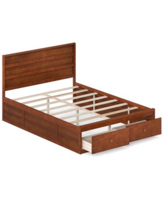 Full Size Bed Frame w/Storage Drawers Headboard Wooden Slat Support