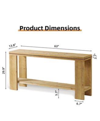 63" Boho Console Table - Rustic Farmhouse Sofa/Entry Table