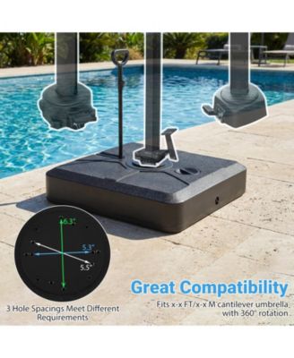 Cantilever Umbrella Base with Wheels, Retractable Pull Rod, 360degree(s) Rotation for Pool