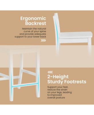 24 in Counter Height Bar Stools Set of 2 with Rubberwood Frame