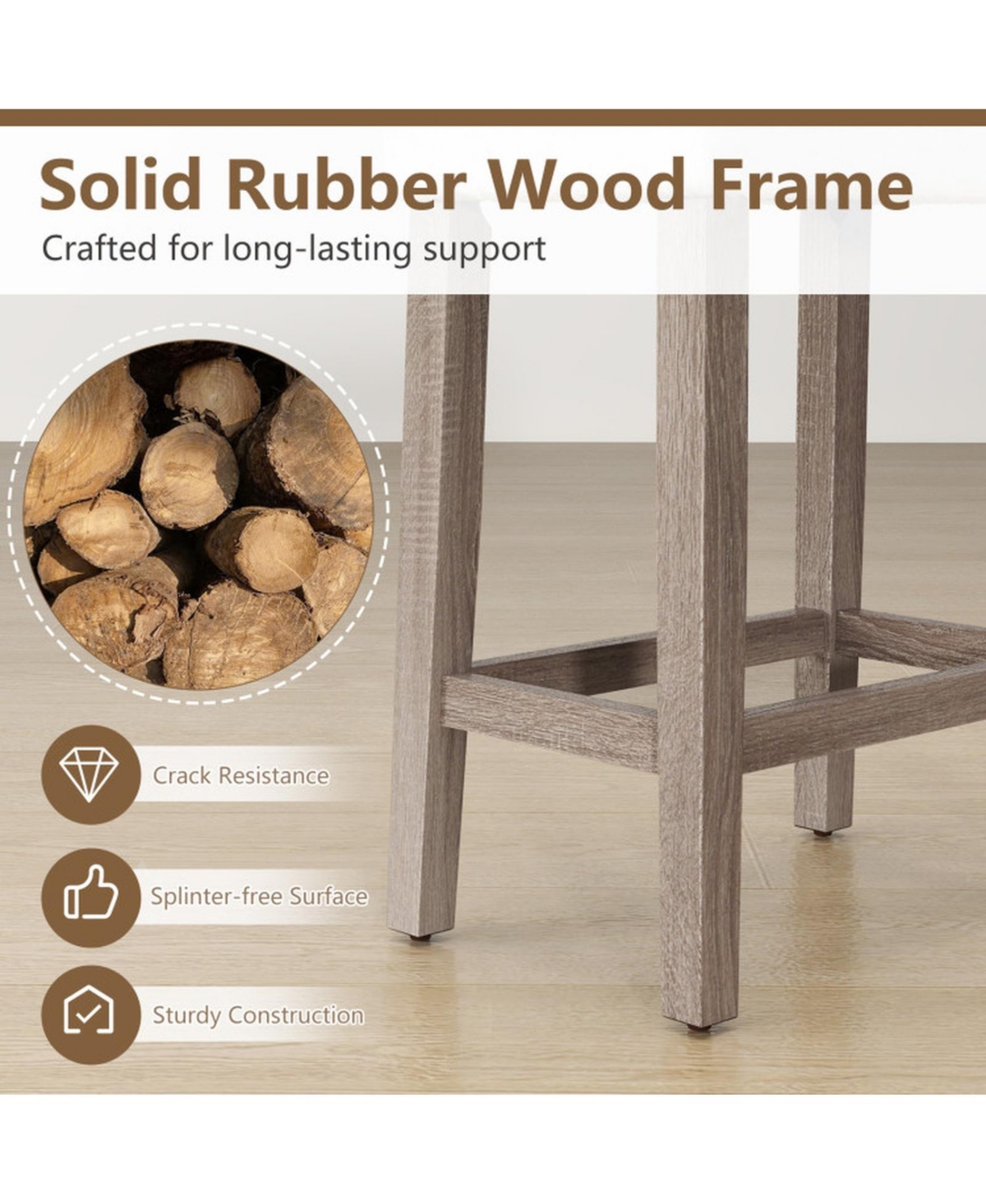 Gouun Upholstered Counter Height Bar Stools Set of 2.