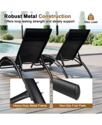 Outdoor Chaise Lounge Set of 2 with 5-Position Adjustable Backrest