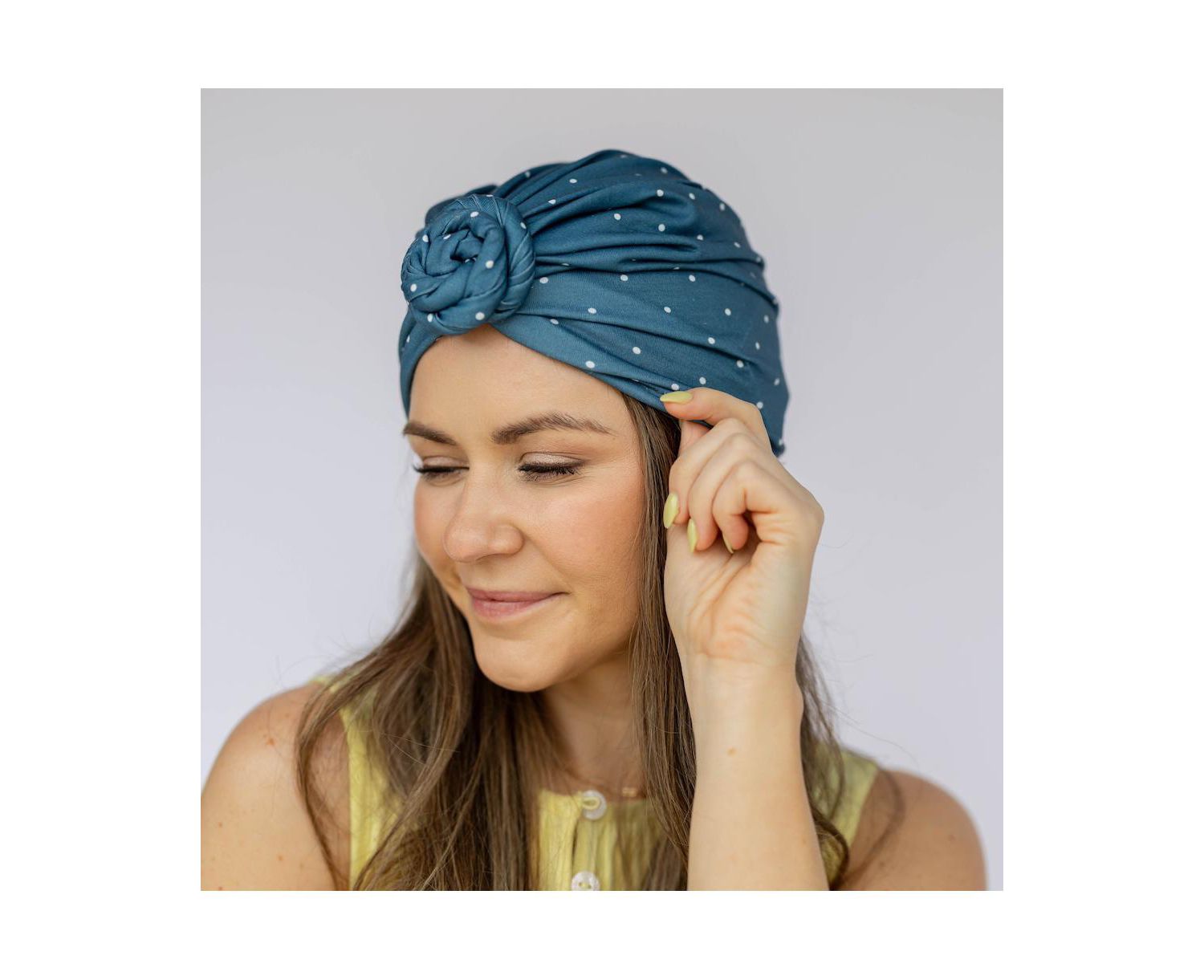 Women's Luxe Bamboo Hope Turban Dark Jade Polka Dot