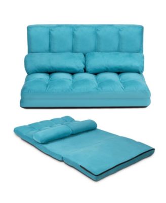 6-Position Foldable Floor Sofa Bed with Detachable Suede Cover