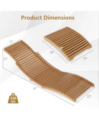 Teak Wood Folding Patio Chaise Lounge with Slatted Seat