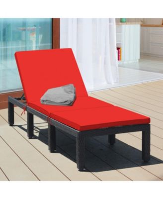 Wicker Sun Lounger with 7-Position Adjustable Backrest and Dual Cushion Covers