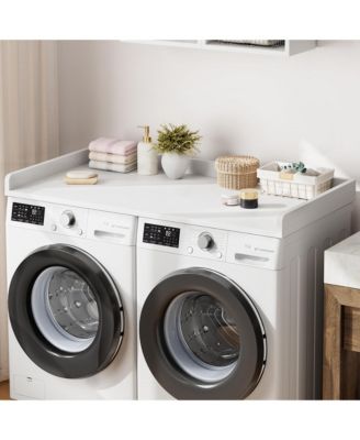 Washer Dryer Countertop, Wooden Laundry Countertop with Edge Rails, Washer and Dryer Topper