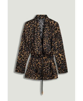 Women's Printed Leopard Belted Jacket