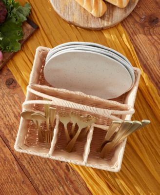 24 Seven Outdoor Living Real Rattan Flatware Storage Caddy