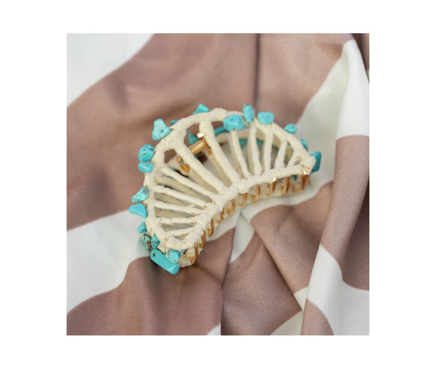Женская заколка Headbands of Hope Raffia Seashell Hair Claw Clip - Teal — фото 4