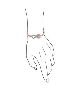 Stackable Ribbon Pave Crystal Ribbon Cancer Survivor Bracelet Braided Cord String