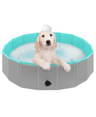 Foldable Dog Pool Collapsible Non Slip Durable Pet Bath Tub Indoor Outdoor Kiddie Pool Multifunctional Quick Draining