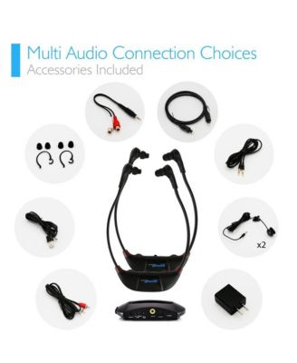 Dual 2.4G Wireless Digital Hearing Assistance Headset System  Noise-Cancelling Audio Amplifiers with Rechargeable Batteries - 2 Pack