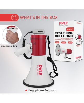 Megaphone Speaker with Talk & Siren Modes, Handheld Microphone, MP3,USB Reader, Aux Input