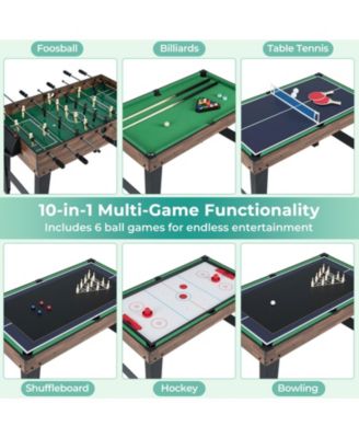 10 in 1 Combo Game Table with Foosball Multi Game Set