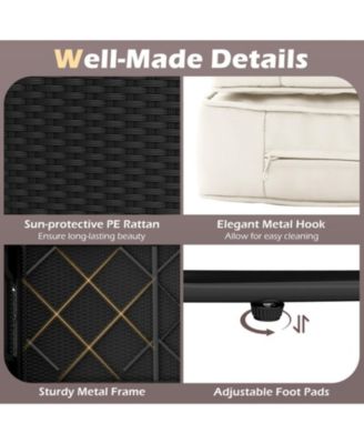 PE Wicker Outdoor Daybed with 4-Level Adjustable Backrest and Ottoman