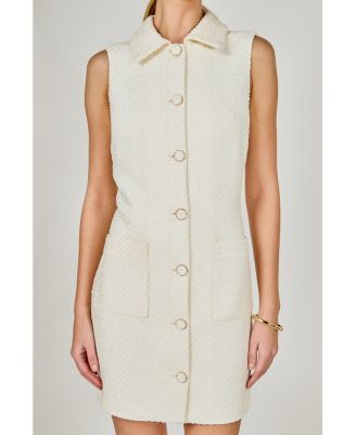 Women's Tweed Collared Mini Dress