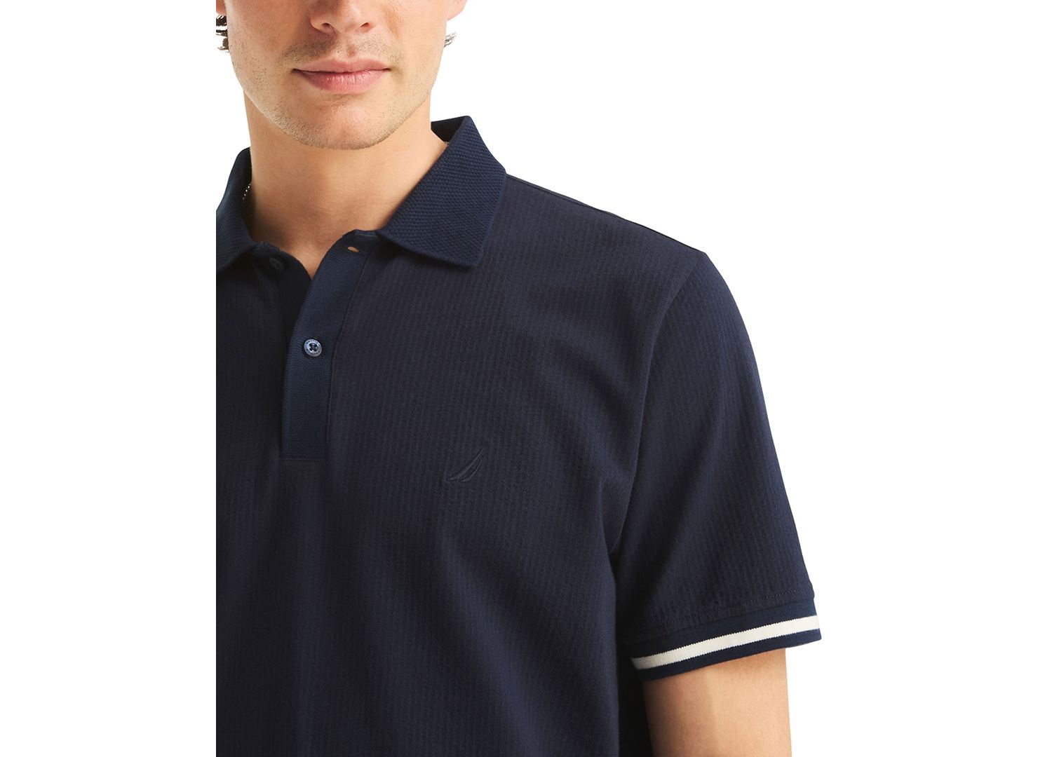 Men's Short-Sleeve Compact Seersucker Polo Shirt