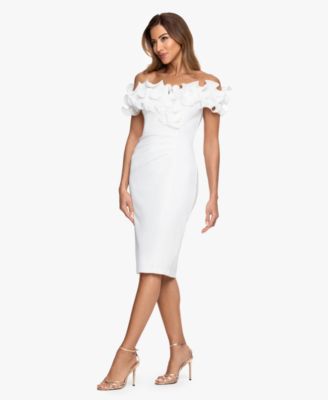 Women's Ruffled Off-The-Shoulder Scuba Crepe Dress