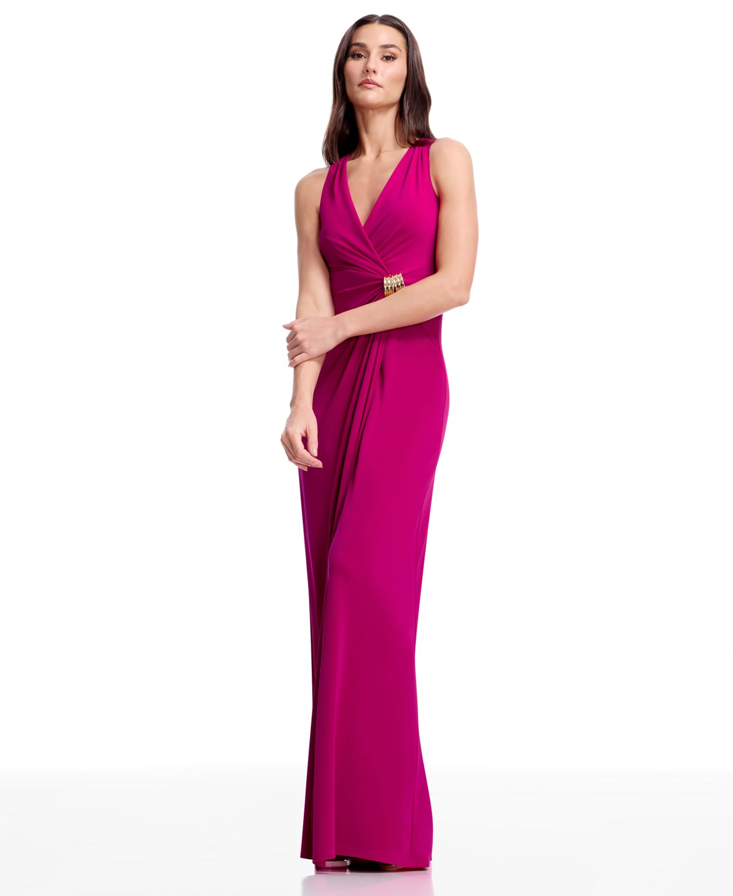 Women's Pleated Wrap Long Gown