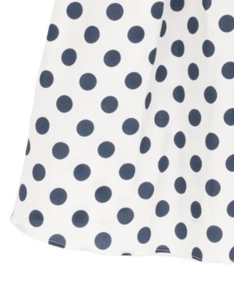 Girls' 7-16 Knit Ponte To Polka Dot Dropwaist Short Dress