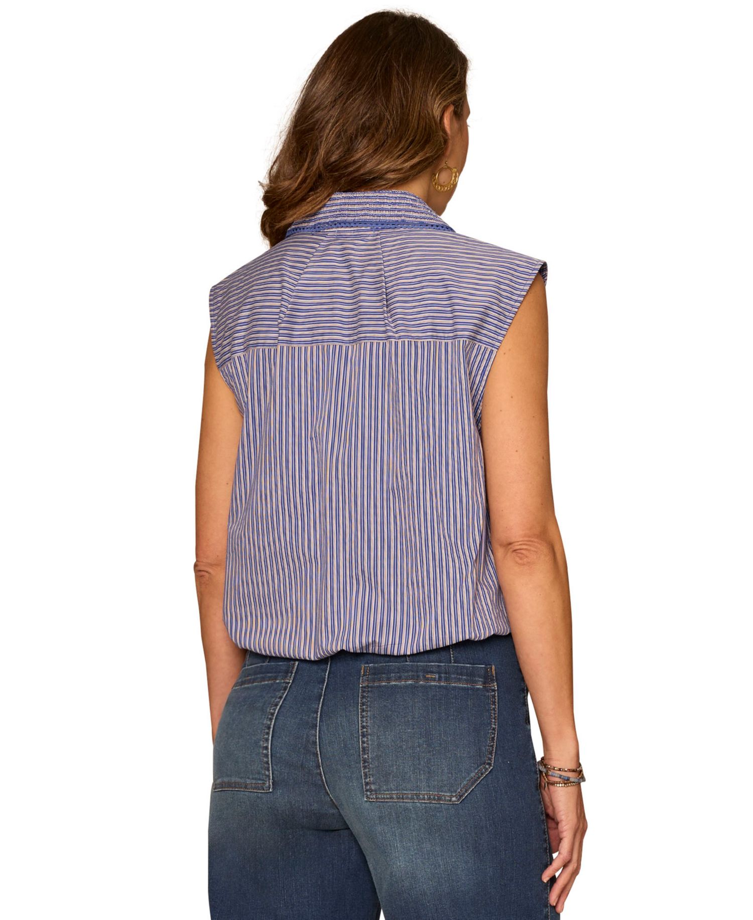 Petite Smocked Collar Woven Top