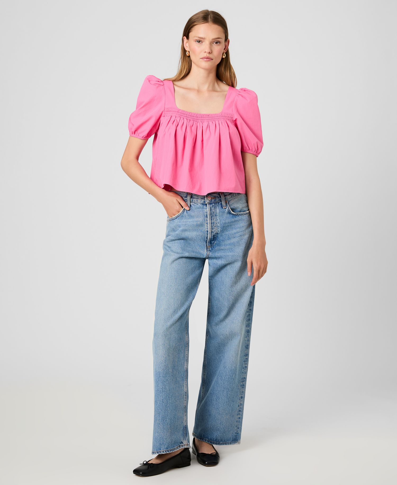 Women's Short-Sleeve Square Neck Top