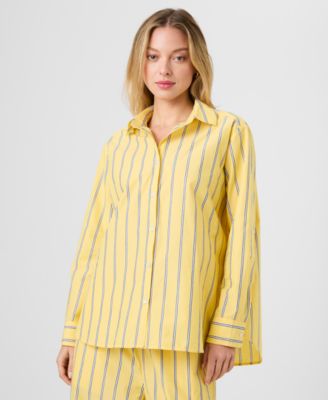 Women's Long-Sleeve Button-Front Stripe Shirt