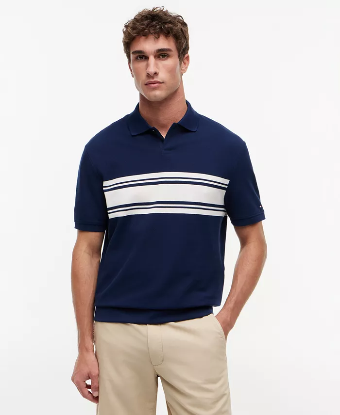 Men's Placed Breton Stripe Polo Shirt - thumbnail 5