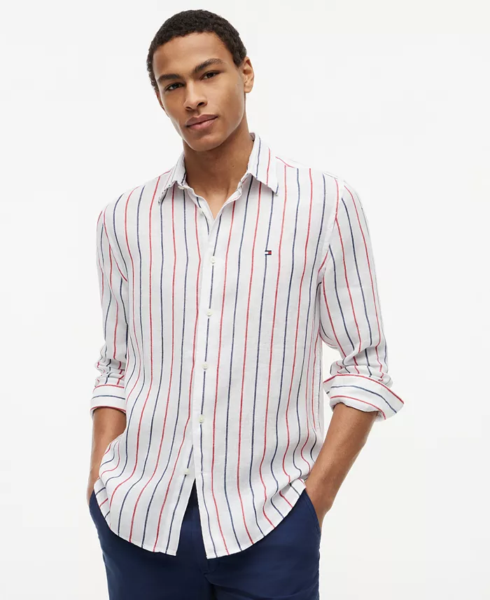 Men's Linen Textured Stripe Shirt