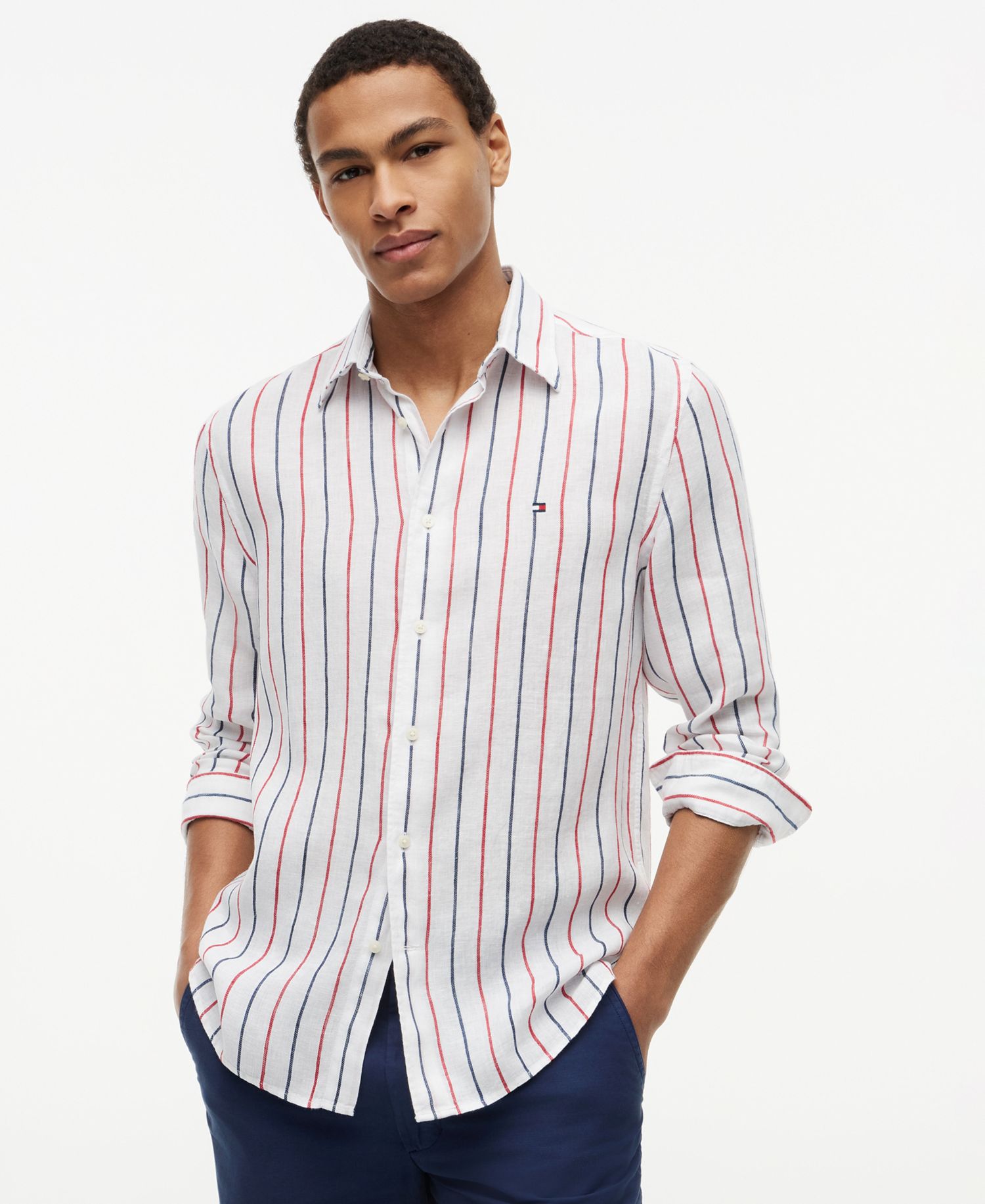 Men's Linen Textured Stripe Shirt