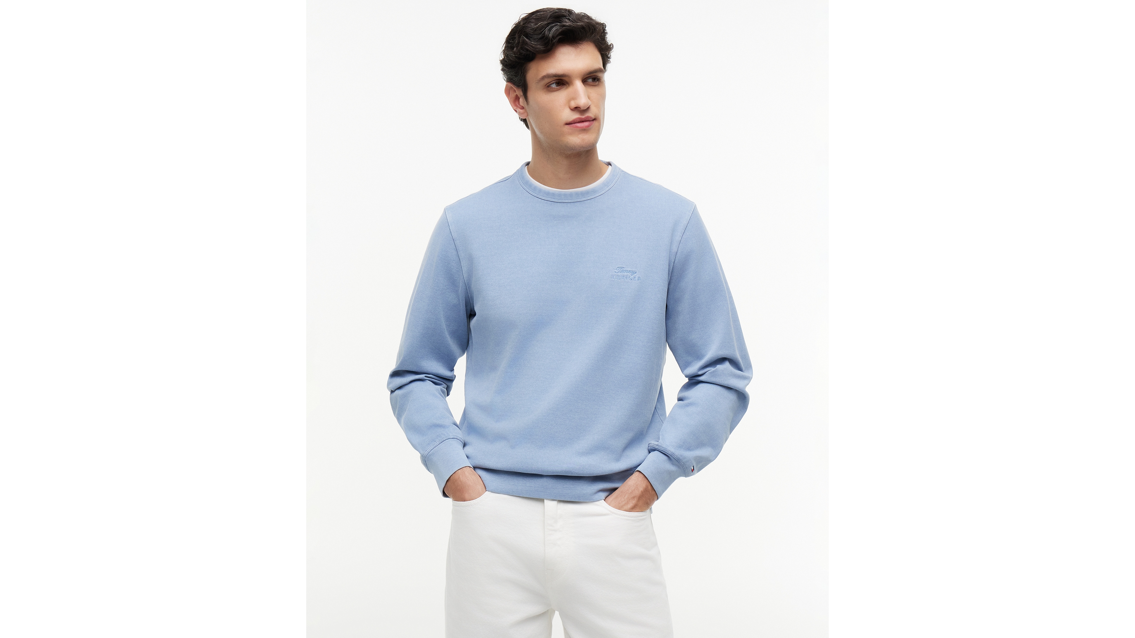 Tommy Hilfiger Men's Garment-Dyed Crewneck Sweatshirt