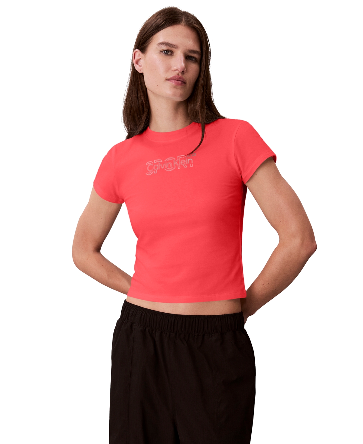 Calvin Klein Performance Women's Short-Sleeve Crewneck T-Shirt - Punch Pink
