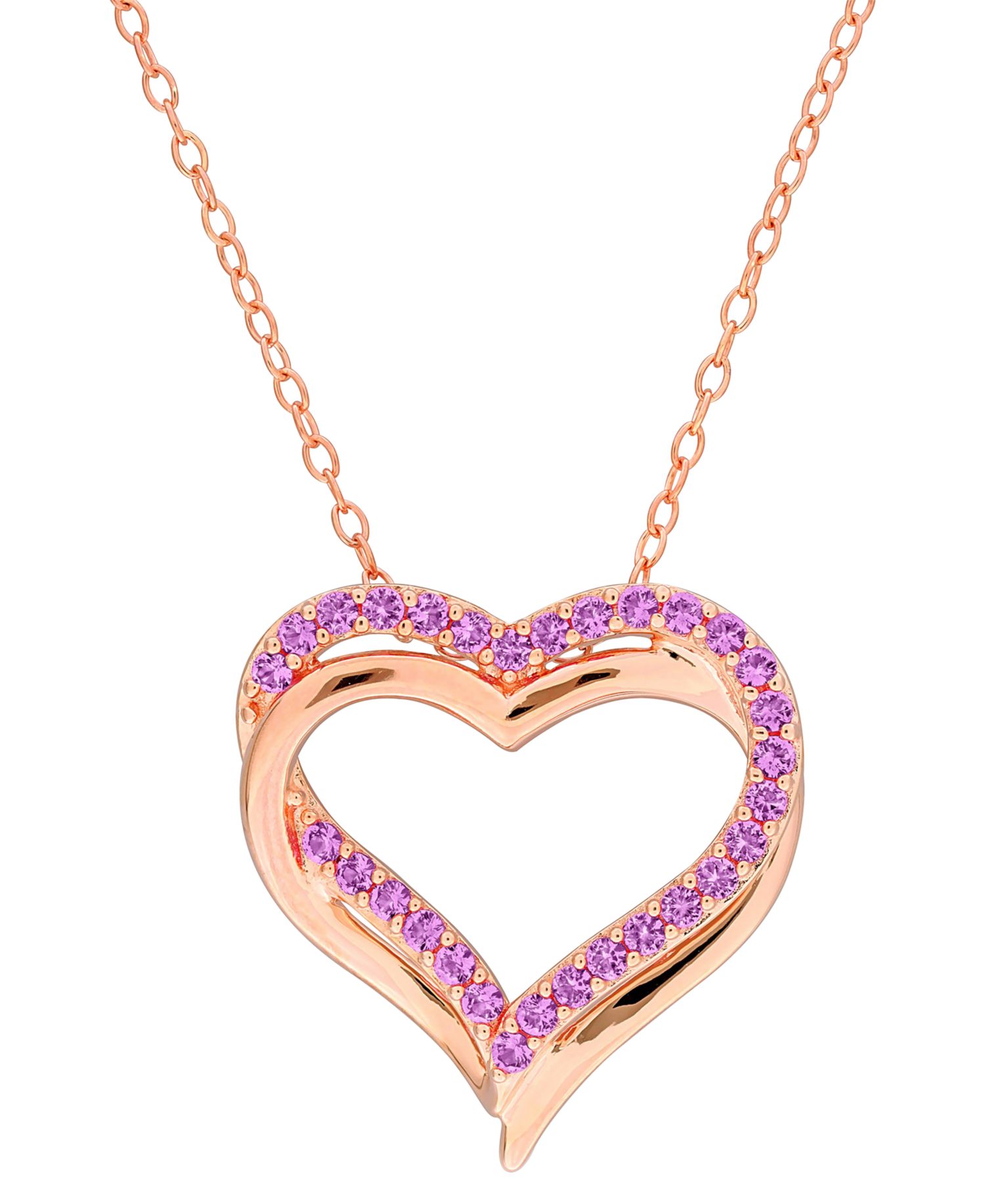 Lab Created Pink Sapphire (1/2 ct. t.w.) Pendant Necklace in 18k Rose Gold Flash Plated Sterling Silver