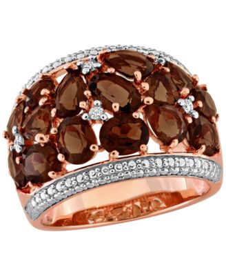 Smokey Quartz (5-1/2 ct. t.w.) & Diamond (0.07 ct. t.w.) Ring in 18k Rose Gold Flash Plated Sterling Silver