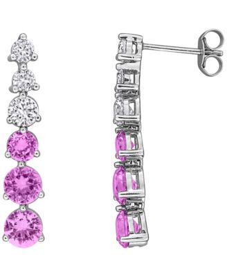 Lab Created Pink Sapphire (7/8 ct. t.w.) & Lab Created White Sapphire (1/2 ct. t.w.) Drop Earrings in Sterling Silver (Also Available in Blue Sapphire)