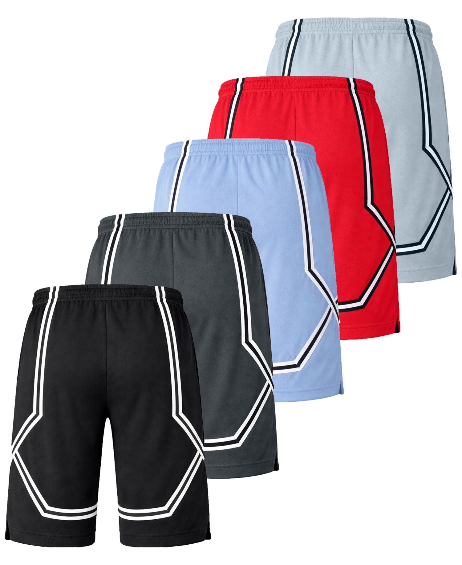 Men's 5-Pack Moisture Wicking Performance Shorts