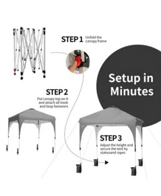 6.6 x 6.6 ft Pop Up Canopy Tent with Three Height Settings Roller Bag and Weight Bags
