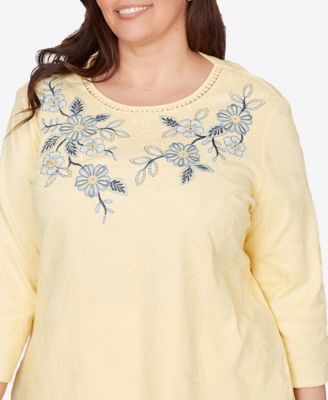 Plus Size Out of the Blue Floral Embroidered Sunshine Top