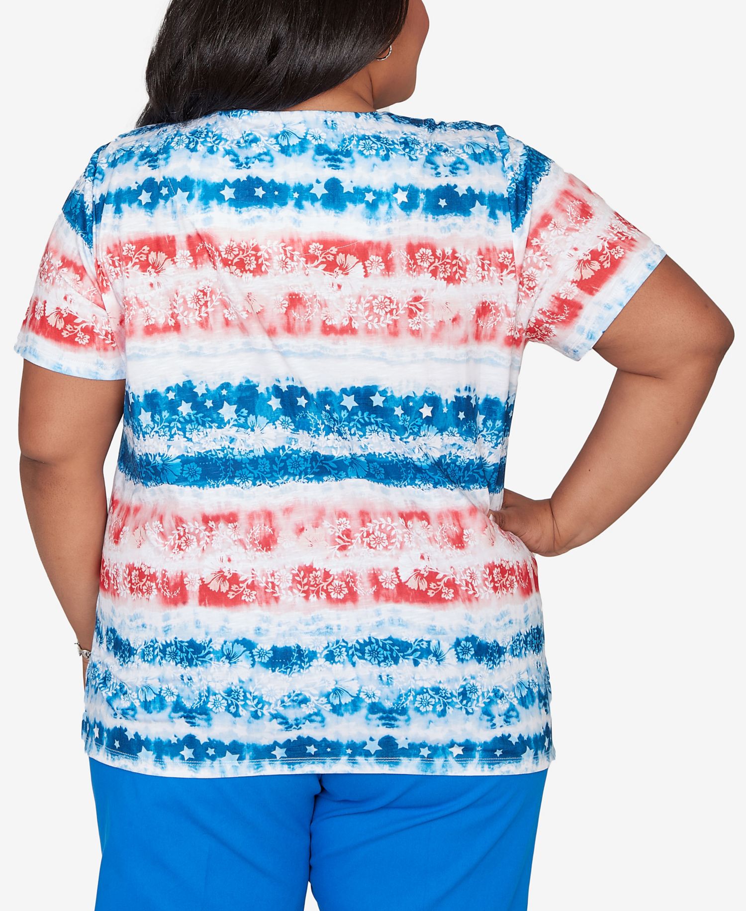 Plus Size Lady Liberty Americana Tie Dye Stripes T-Shirt