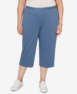 Plus Size Classic Everyday French Terry Flat Front Capri Pants