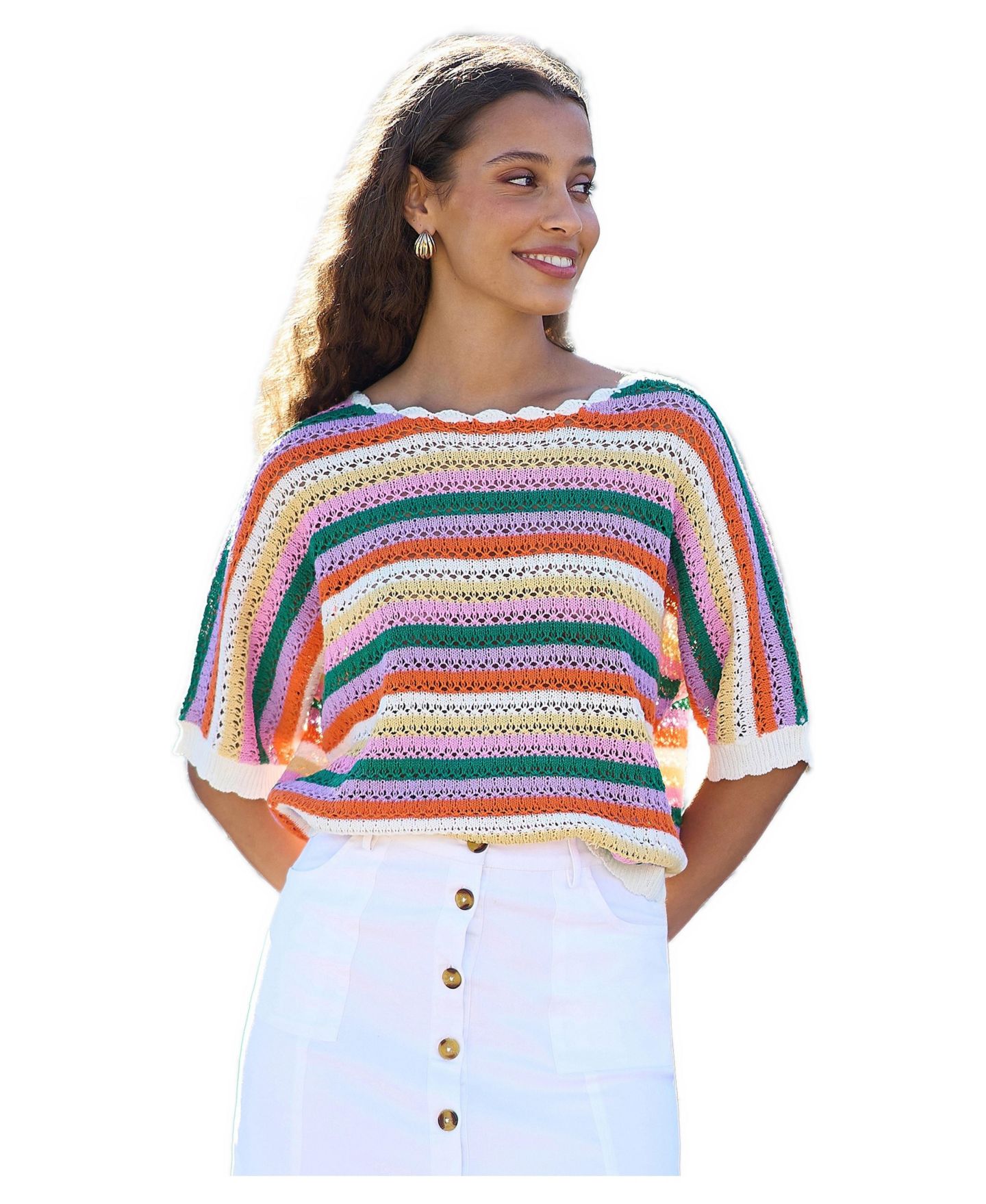 Женский топ Yumi Batwing Crochet, цвет: Разноцветный — фото 1